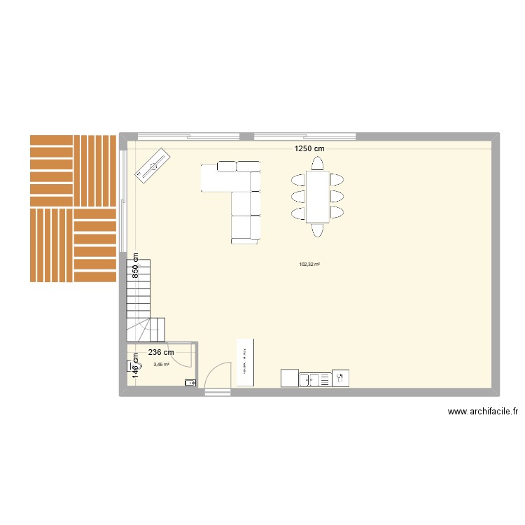 ESSAI. Plan de 2 pièces et 110 m2