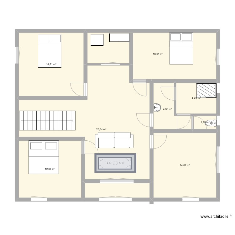 halim Touchal. Plan de 8 pièces et 108 m2