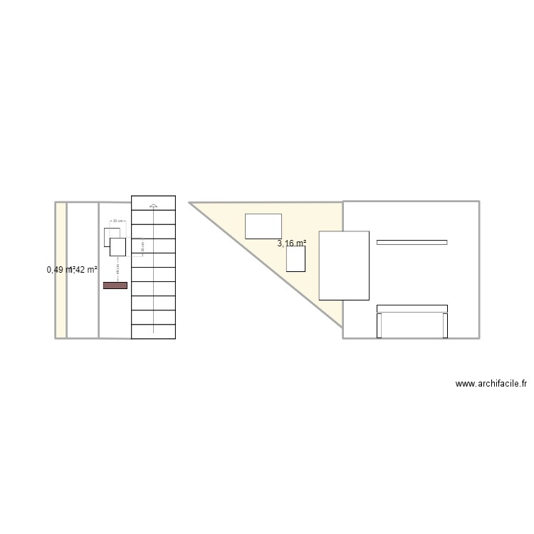 Entrée Maison. Plan de 3 pièces et 5 m2