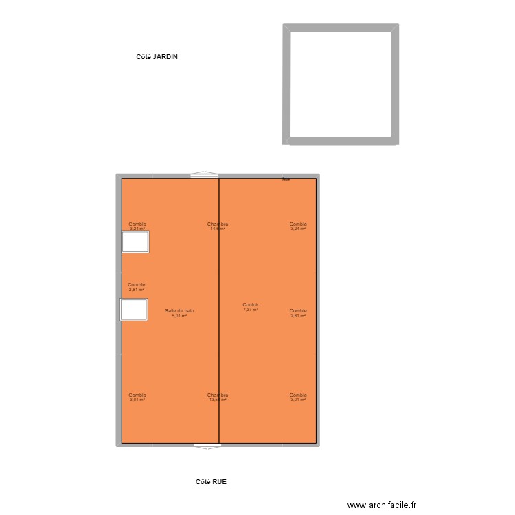 VUE FENETRE TOIT SUR NOUVELLE TOITURE. Plan de 10 pièces et 59 m2