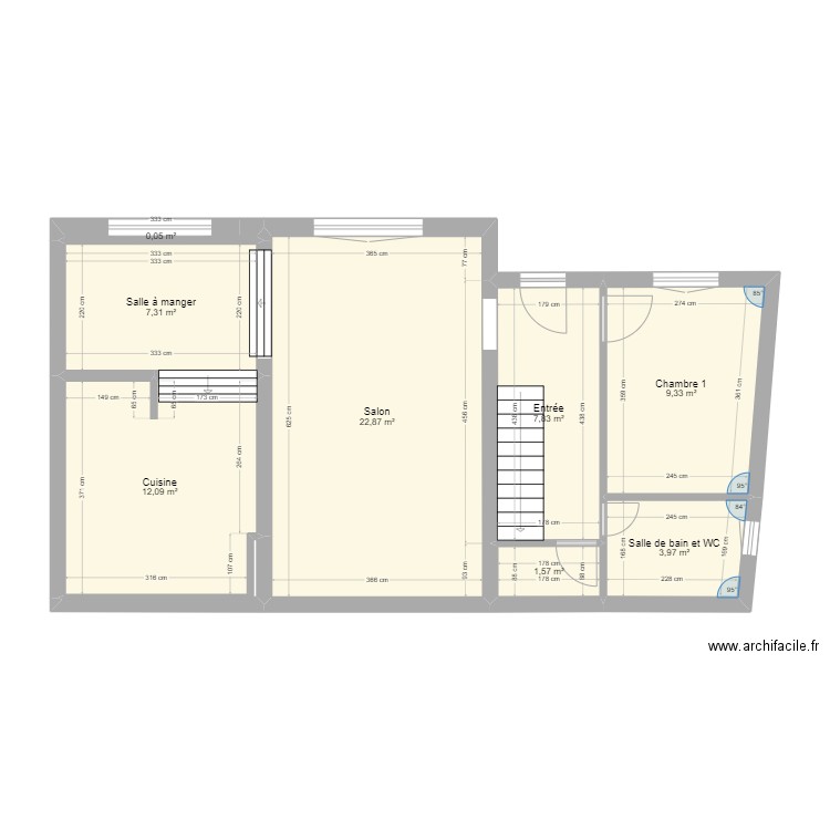 PLANRDC. Plan de 8 pièces et 65 m2