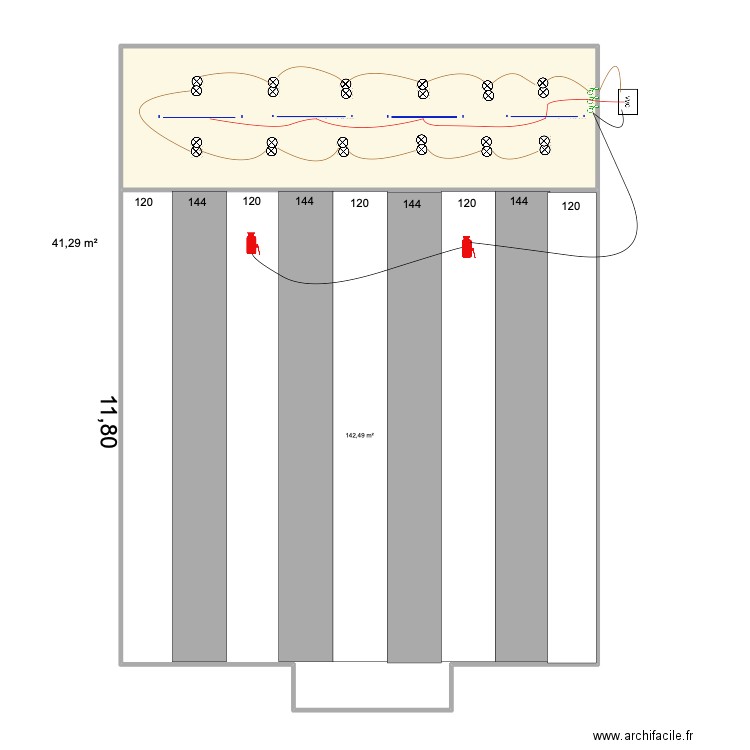 iluminación escenario sala . Plan de 2 pièces et 184 m2