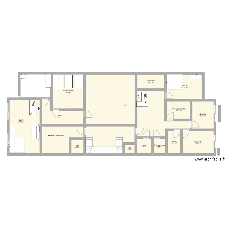  cabinet 2. Plan de 12 pièces et 110 m2