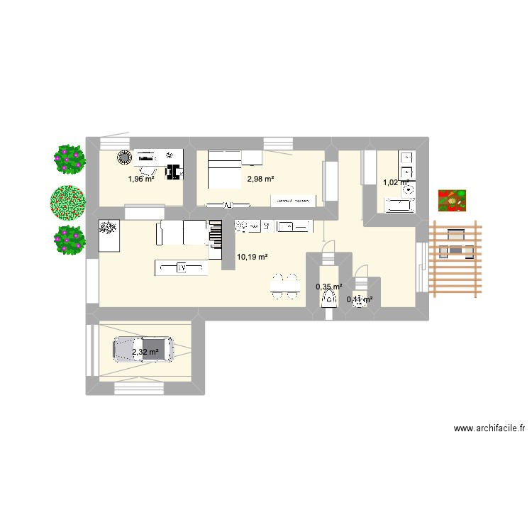 MAISON. Plan de 7 pièces et 19 m2