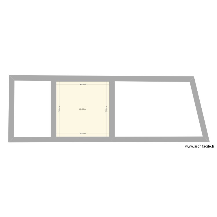 RdeC St P. Plan de 1 pièce et 25 m2