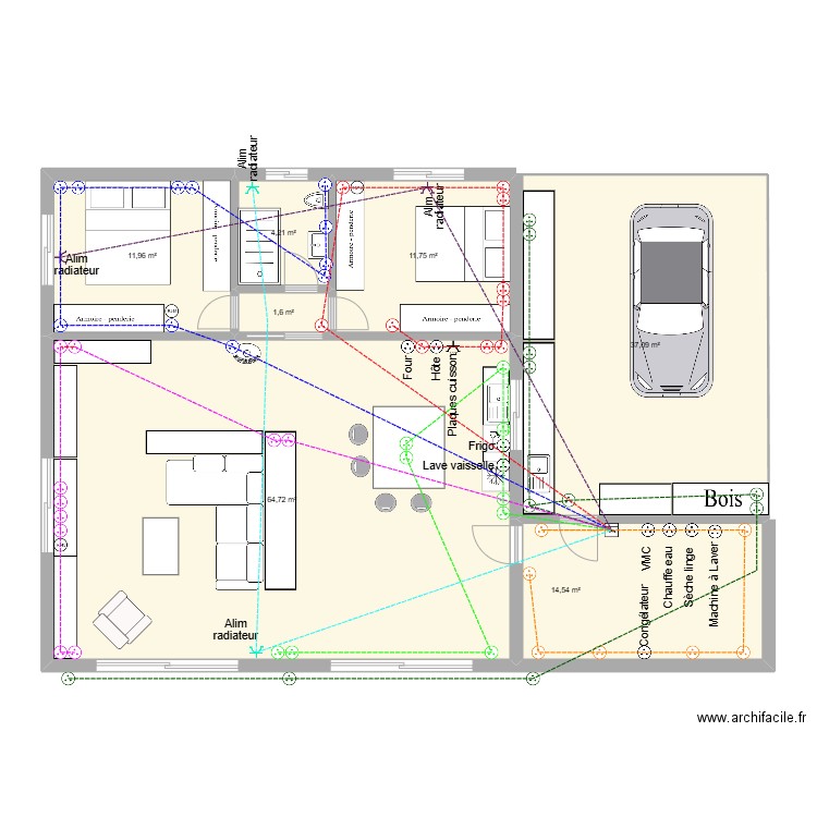 PLAN PRISES. Plan de 7 pièces et 146 m2