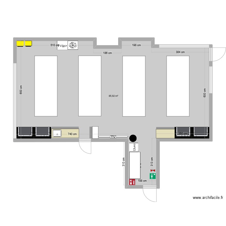 b314. Plan de 1 pièce et 86 m2