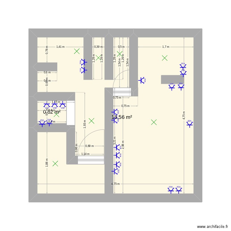 maisonnn. Plan de 2 pièces et 19 m2