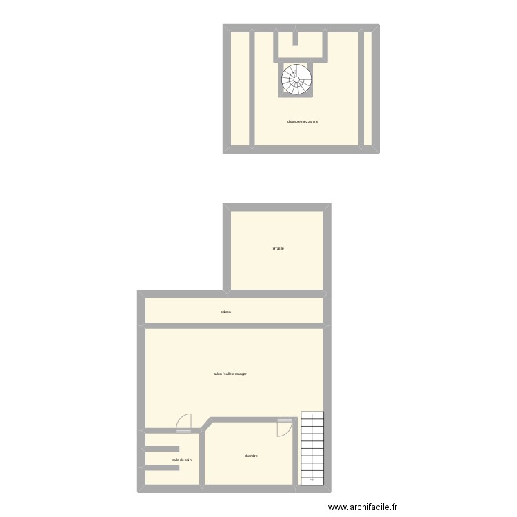 1 etage lot 1. Plan de 10 pièces et 67 m2