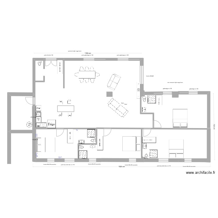 gite bergerie 4 chb. Plan de 2 pièces et 1 m2