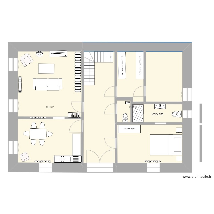  bis apezarena . Plan de 2 pièces et 103 m2