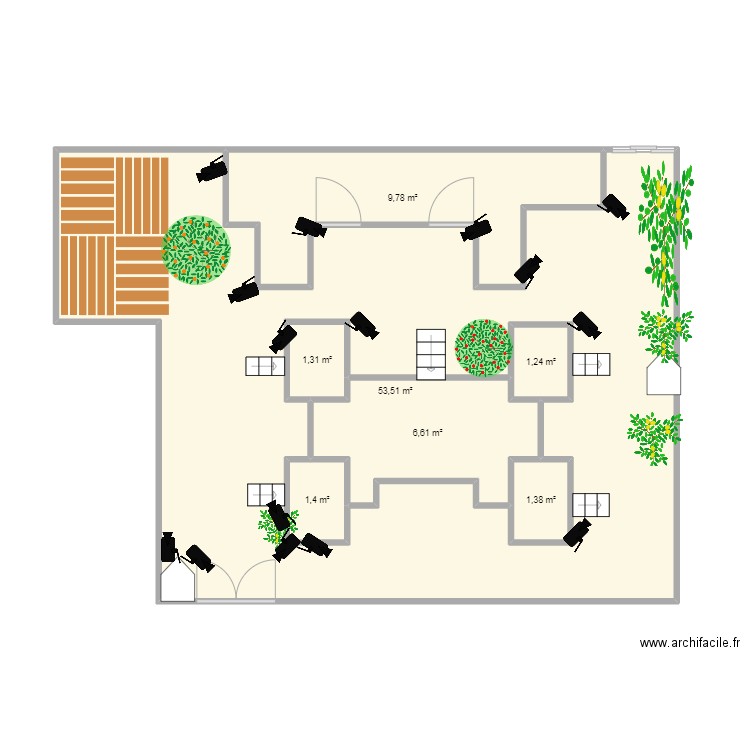 manar. Plan de 7 pièces et 89 m2