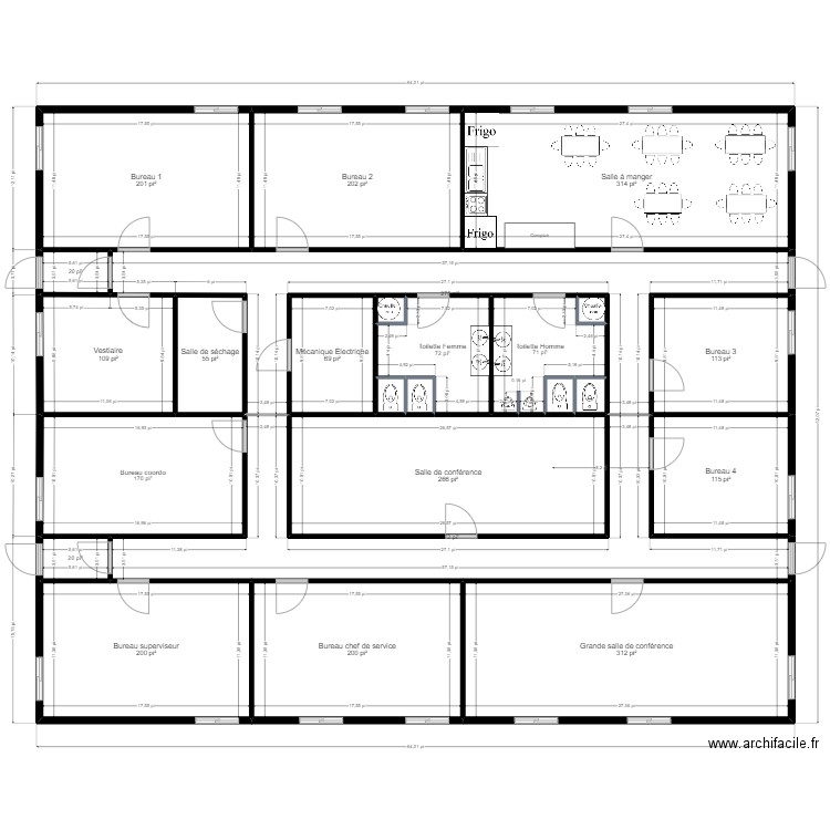 Rta. Plan de 25 pièces et 287 m2