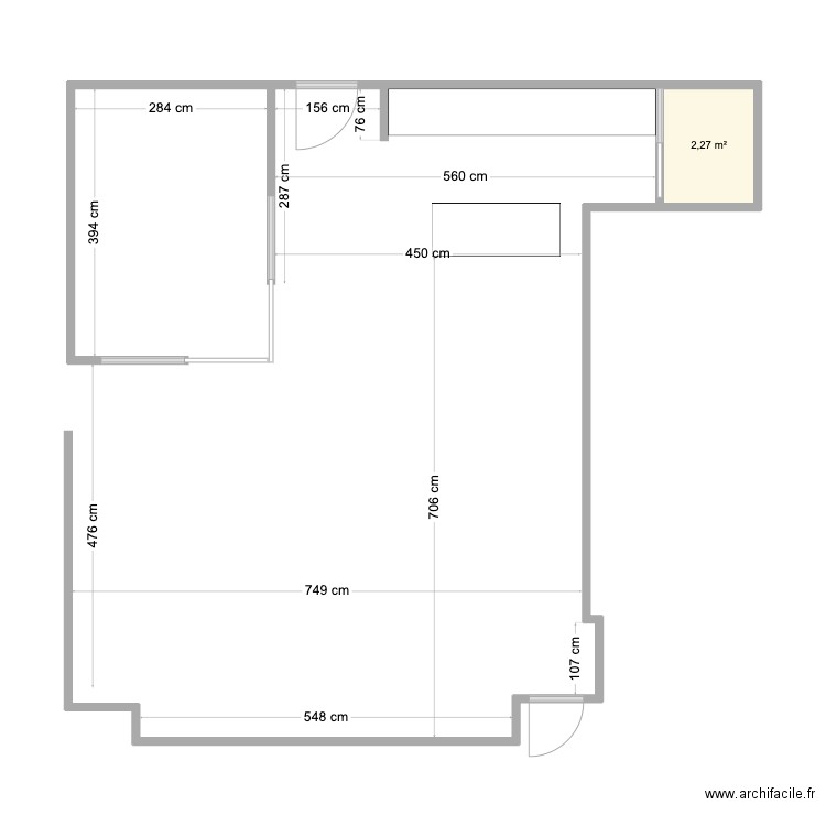 PLAN SARAS n HEMANT redone. Plan de 1 pièce et 2 m2