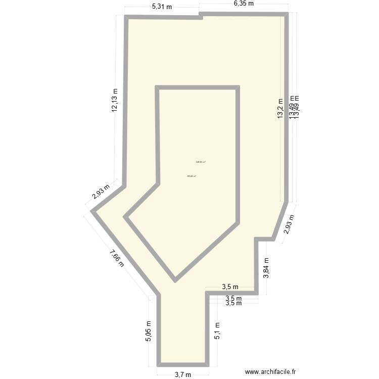 Lamothe. Plan de 2 pièces et 298 m2