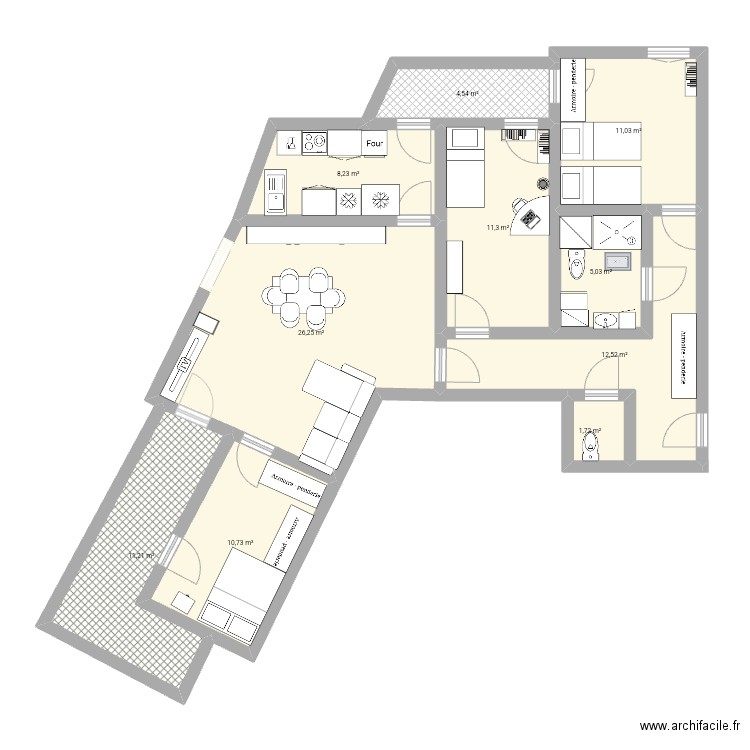 Appartement . Plan de 10 pièces et 103 m2