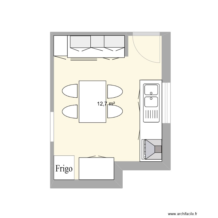 MARTHELI. Plan de 1 pièce et 13 m2