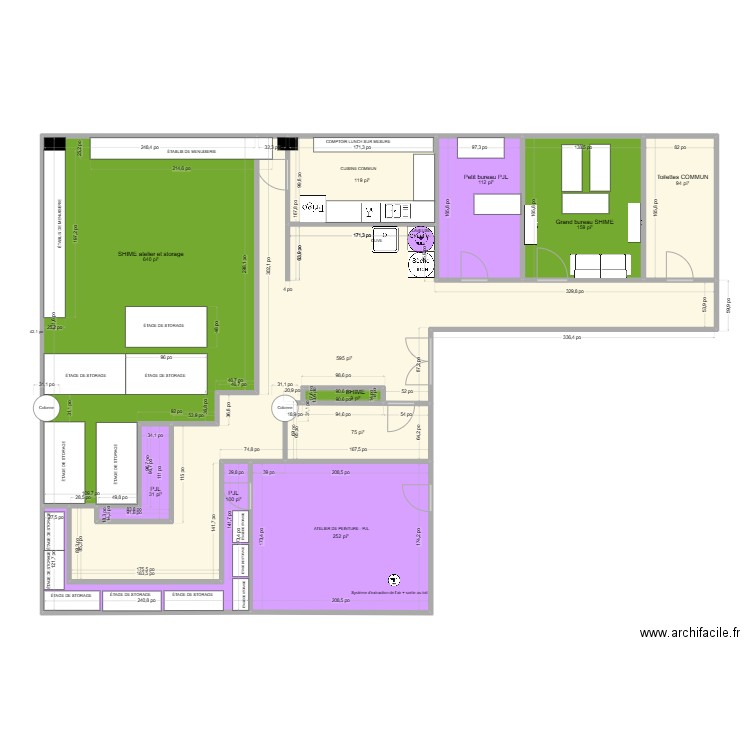 Local 302 - 5500 Fullum - Plan final. Plan de 11 pièces et 203 m2