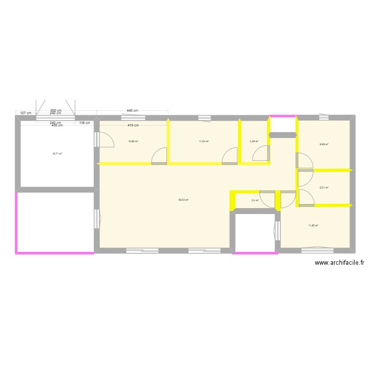 Maison Bonneval V3. Plan de 9 pièces et 126 m2