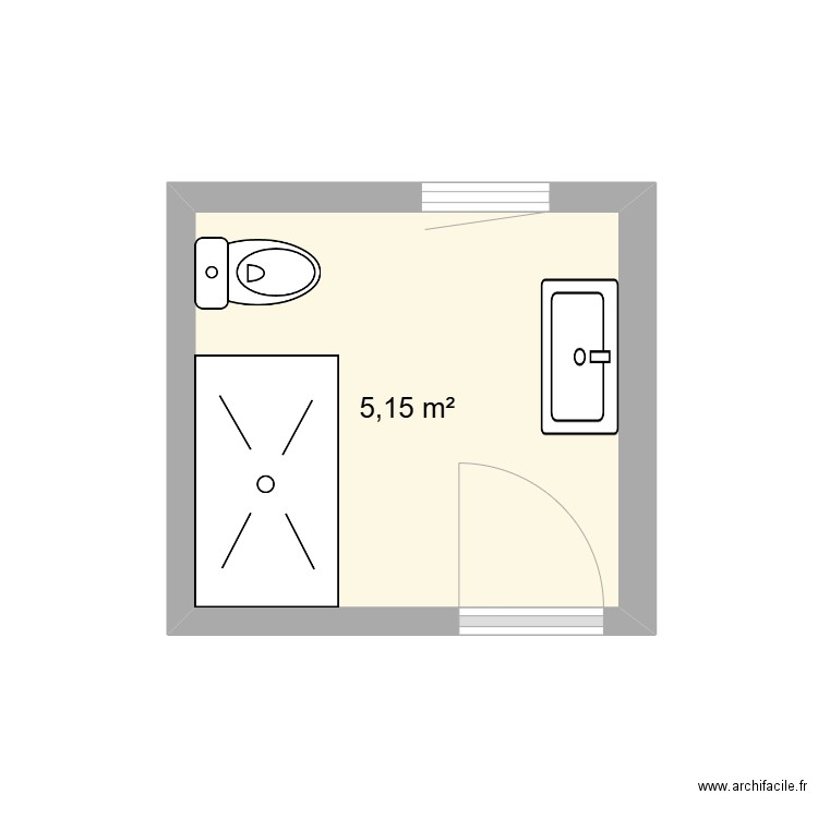 SDB 2EME. Plan de 1 pièce et 5 m2