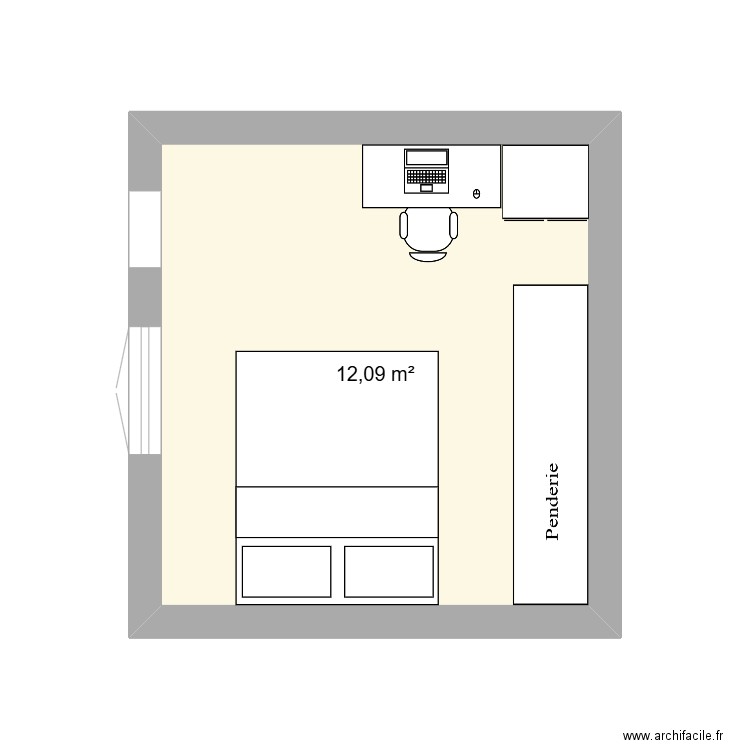 chambre_julien. Plan de 1 pièce et 12 m2