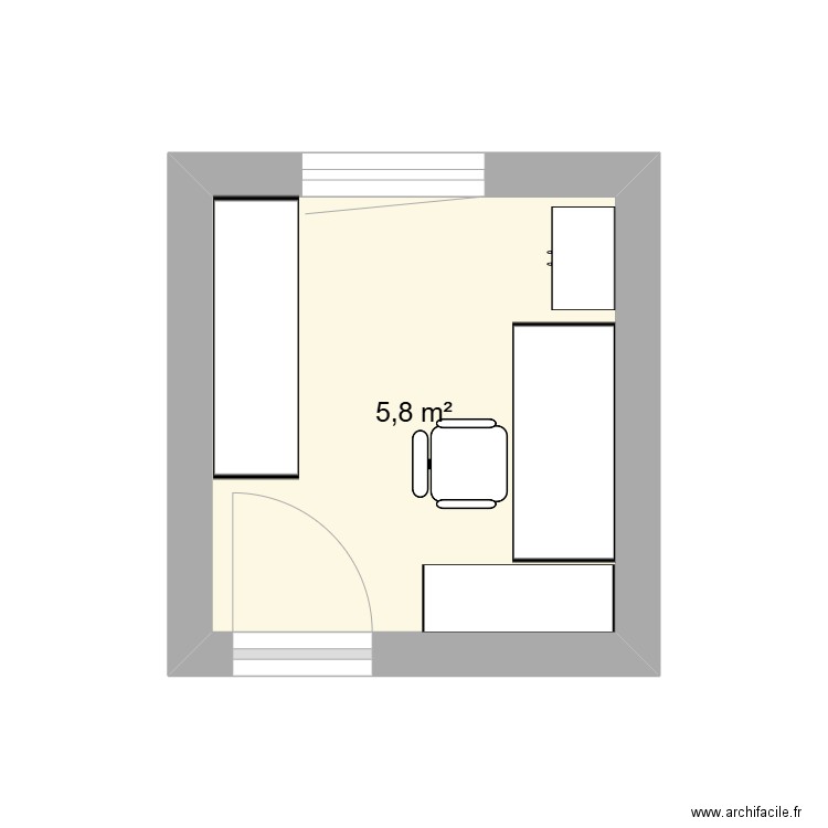 Bureau. Plan de 1 pièce et 6 m2