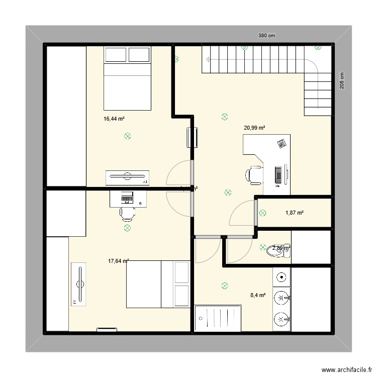 etage appartement. Plan de 7 pièces et 141 m2