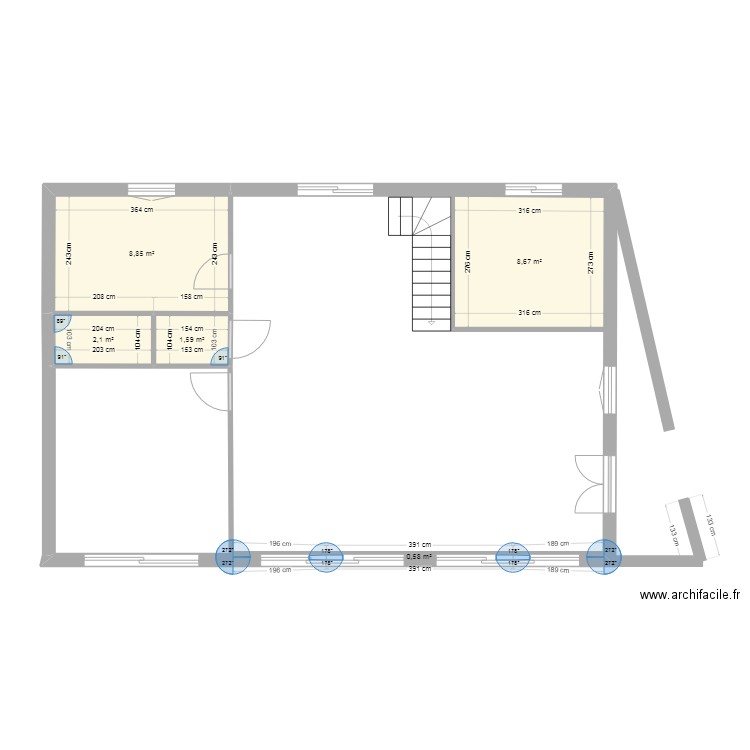 bacilly. Plan de 5 pièces et 22 m2