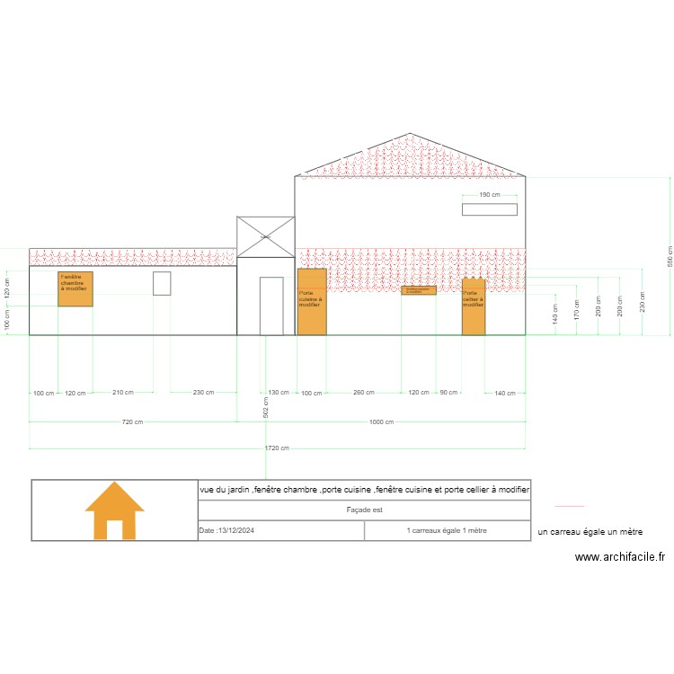 VUE JARDIN façade est. Plan de 0 pièce et 0 m2