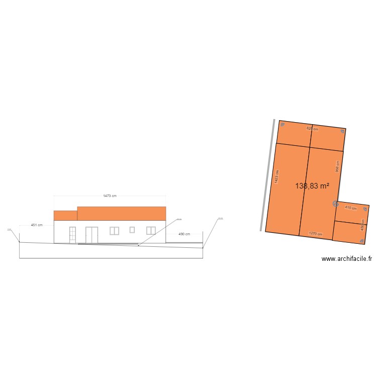 PLAN DE COUPE AVANT FACE HIERSAC. Plan de 1 pièce et 139 m2