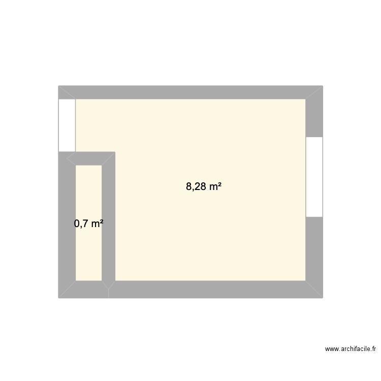 Cuisine. Plan de 2 pièces et 9 m2