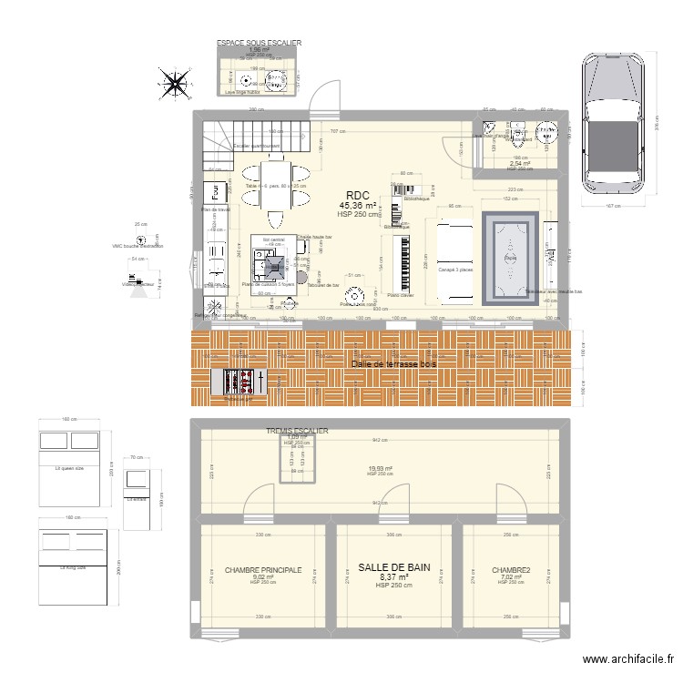 maisonetage. Plan de 8 pièces et 97 m2