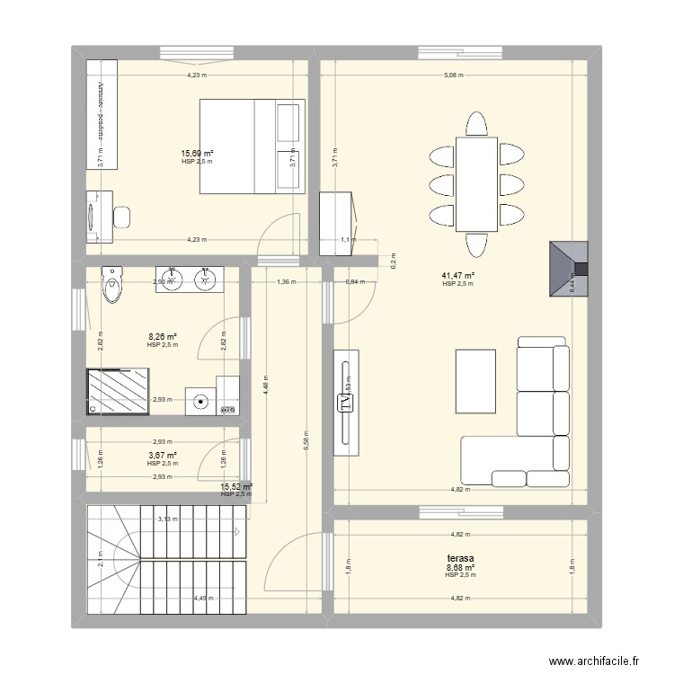 rusenje 2. Plan de 6 pièces et 93 m2