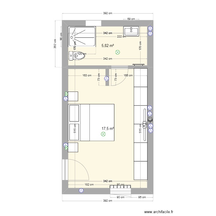 extension 2024. Plan de 2 pièces et 23 m2