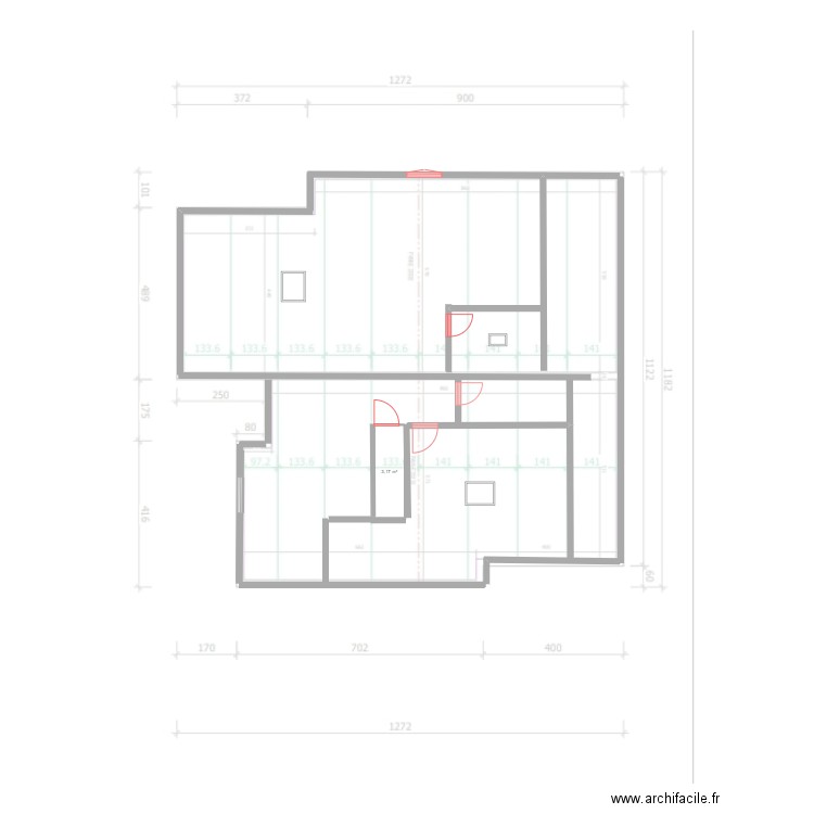 maison 1. Plan de 1 pièce et 3 m2