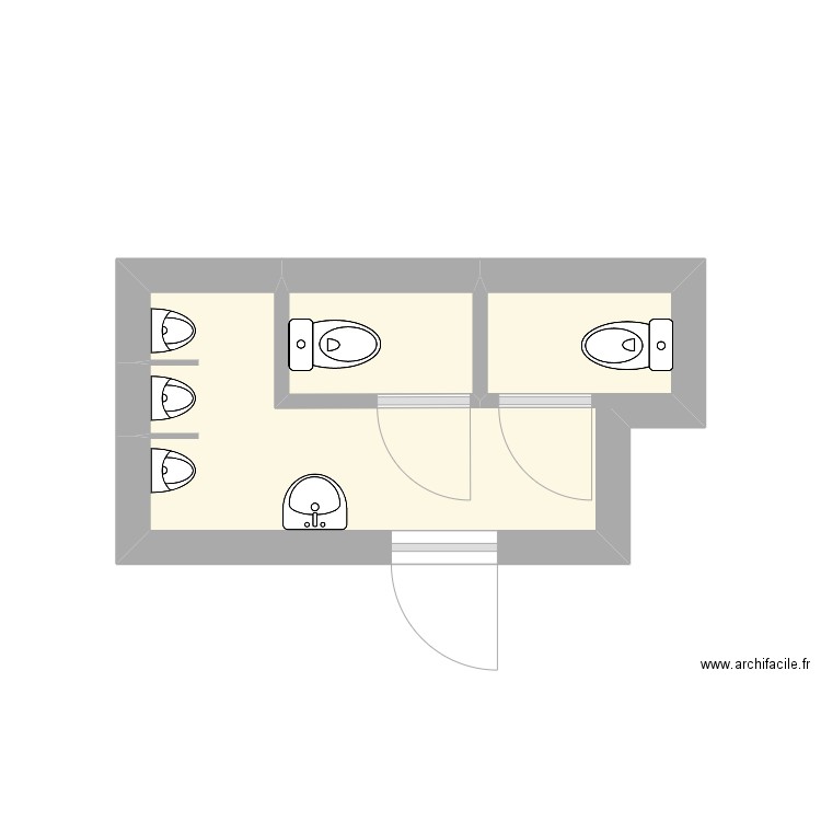 projet wc prof fosses1. Plan de 2 pièces et 6 m2