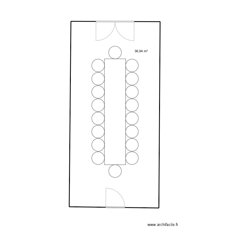 SAM 18 couverts. Plan de 1 pièce et 37 m2