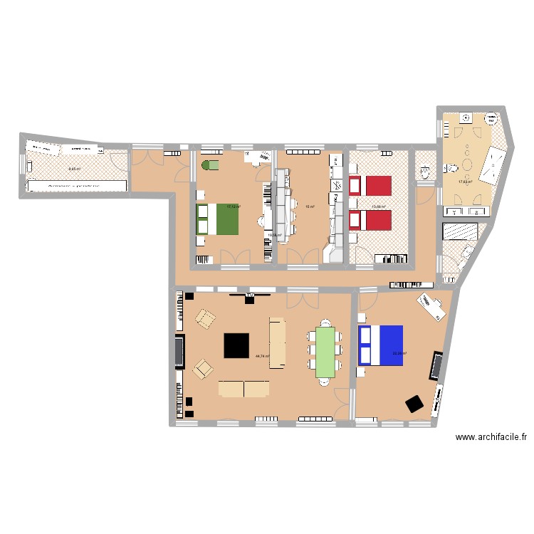 46 SADA 9. Plan de 8 pièces et 160 m2