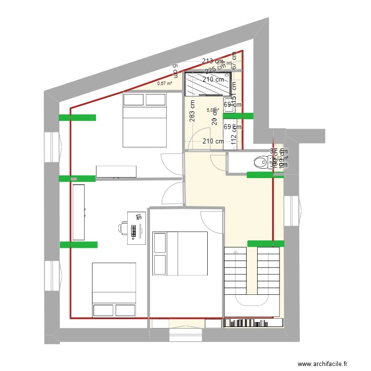 LES Sables 3. Plan de 4 pièces et 8 m2