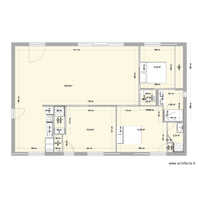 maison poussan. Plan de 12 pièces et 100 m2