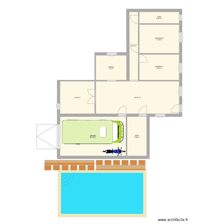 maison. Plan de 9 pièces et 108 m2