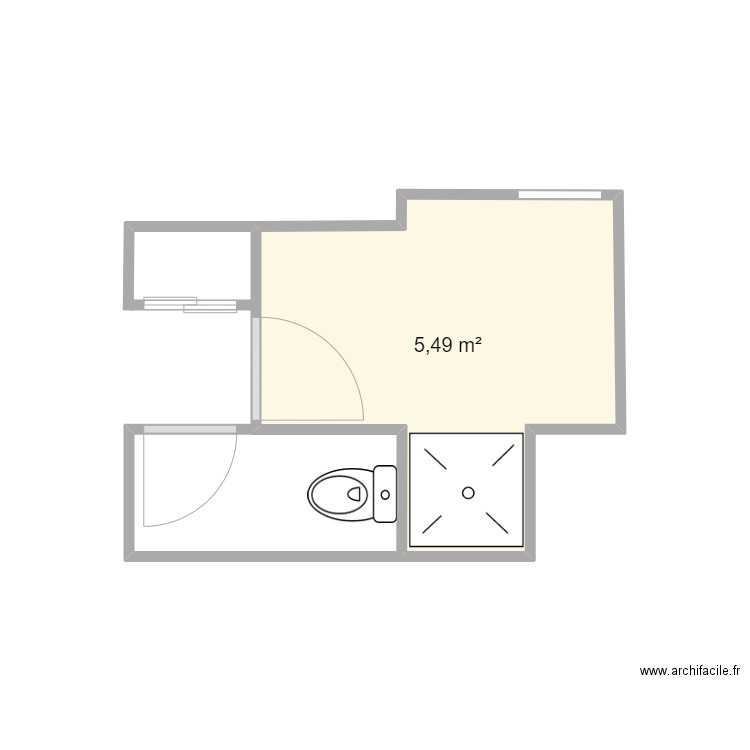 Salle de bain V0. Plan de 1 pièce et 5 m2