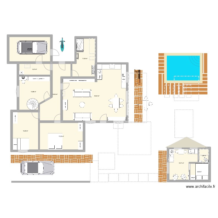 nouveau plan garage entree. Plan de 14 pièces et 170 m2