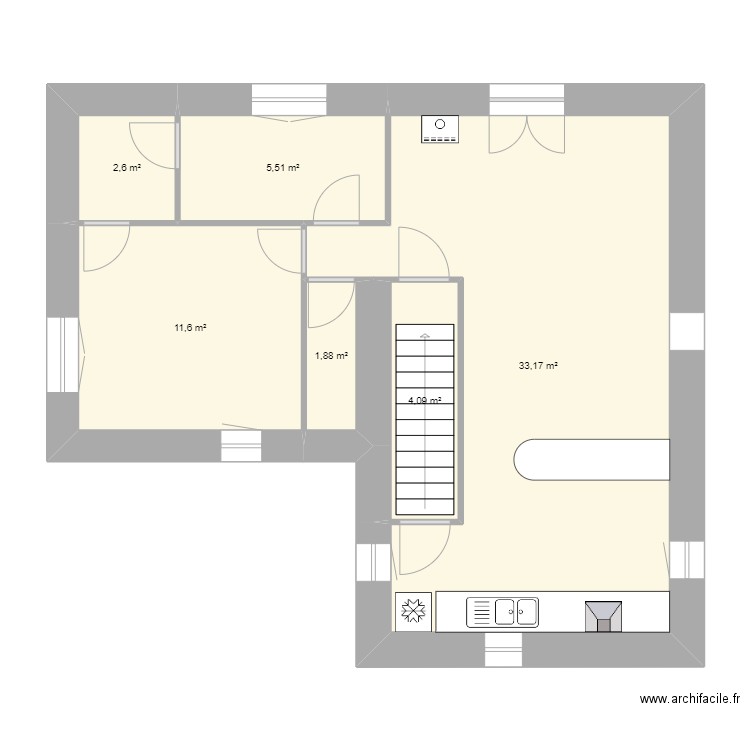 LARET - 1er étage. Plan de 6 pièces et 59 m2