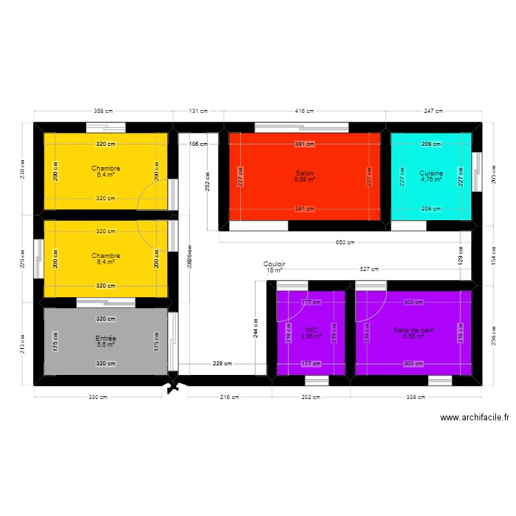 simple efficace. Plan de 8 pièces et 60 m2