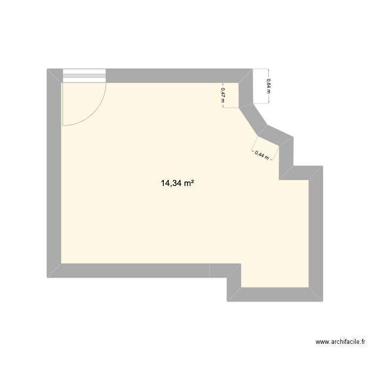 Plan Chambre A&F. Plan de 1 pièce et 14 m2