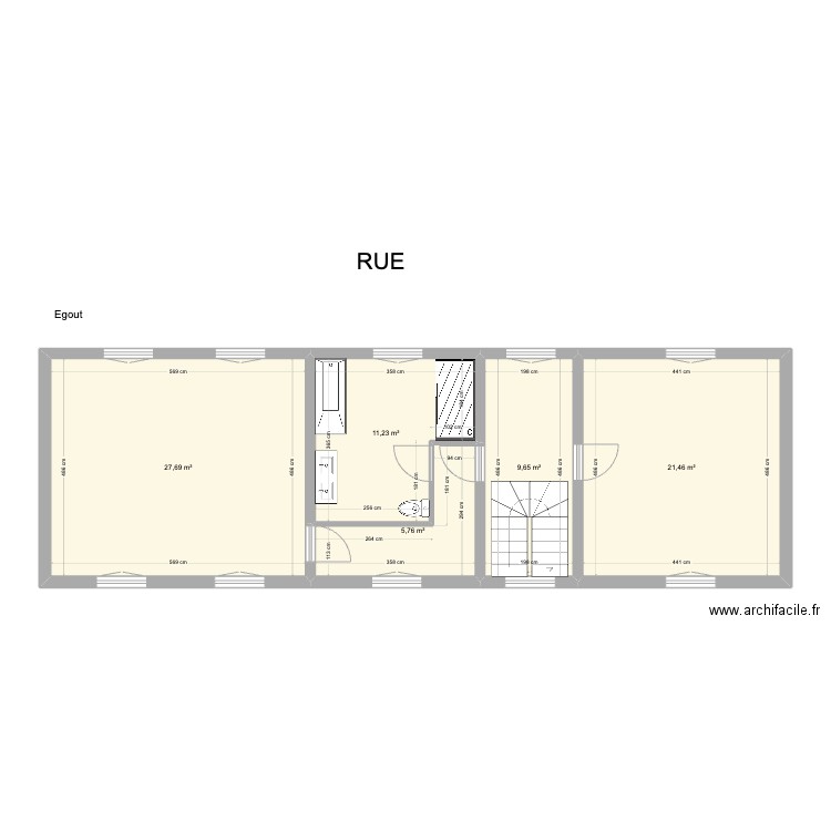 harnes. Plan de 5 pièces et 76 m2