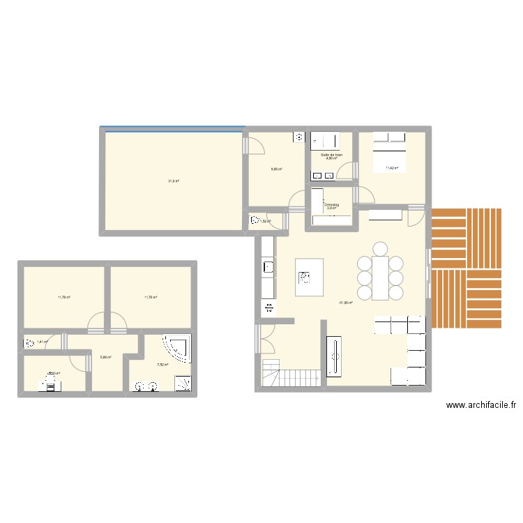 maison. Plan de 13 pièces et 169 m2