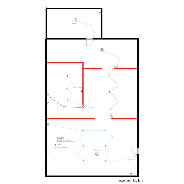 SALVANT. Plan de 2 pièces et 235 m2