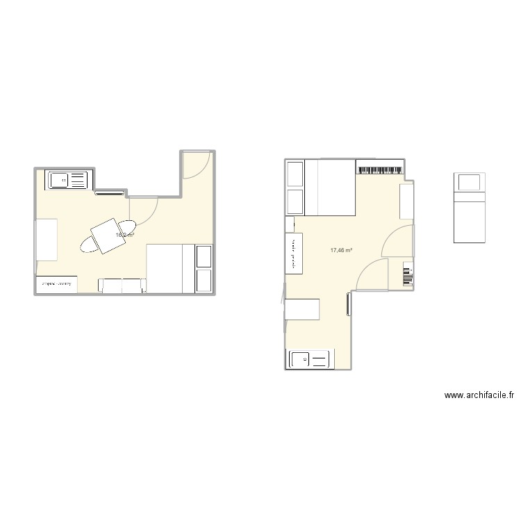 studio clermont. Plan de 2 pièces et 34 m2